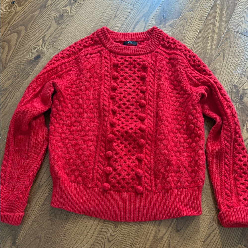 J. Crew Vibrant Red Textured Sweater